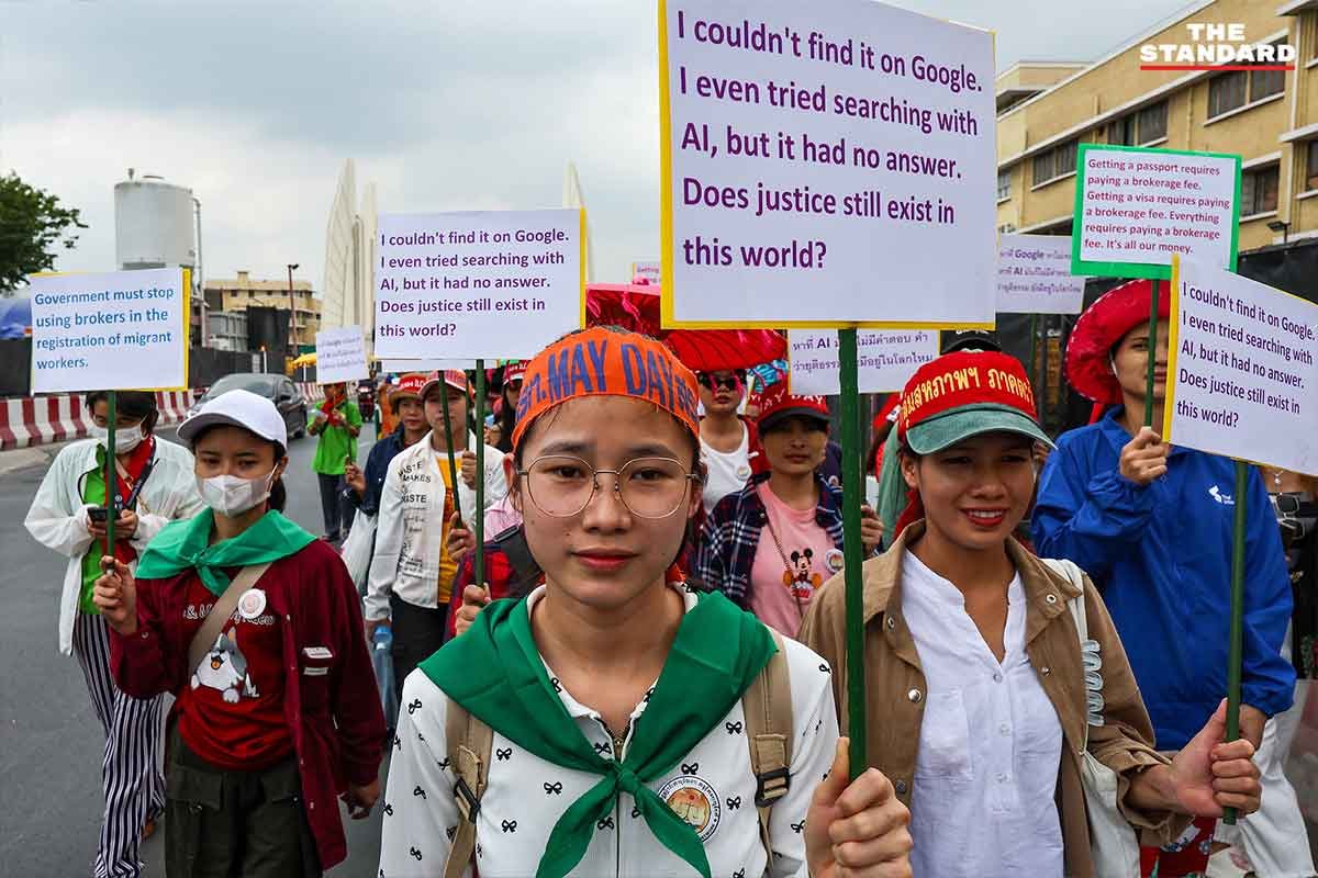 မေဒေးနေ့ ဘန်ကောက်ချီတက်ပွဲ E-Work Permit စနစ် ဖျက်သိမ်းရေး မြန်မာလုပ်သားများတောင်းဆို
